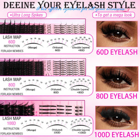 Close-up of YIDUO Lashes spiky cluster extensions