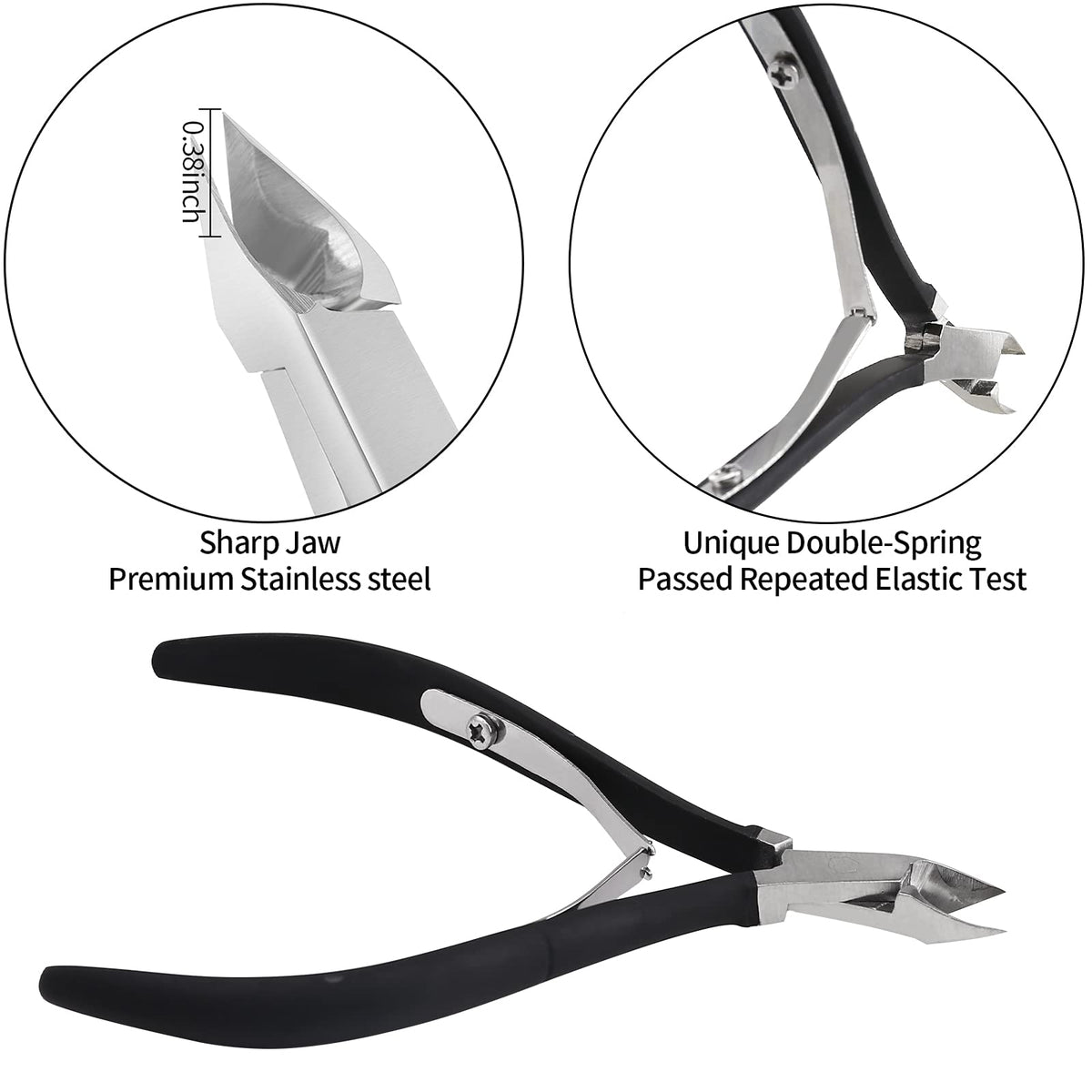 Close-up of YINYIN cuticle nipper showing sharp edge