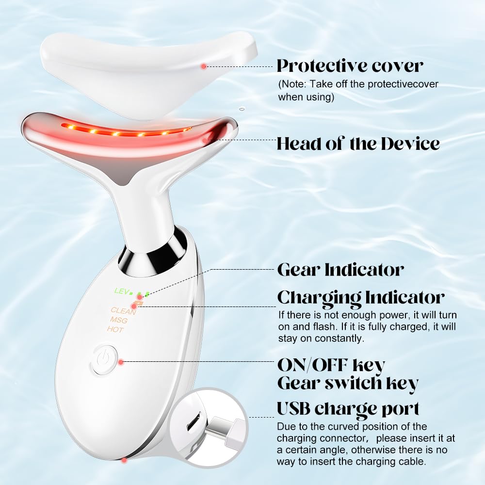 Close-up of YUNRUO Neck Face Massager Tool head showing sensing rings