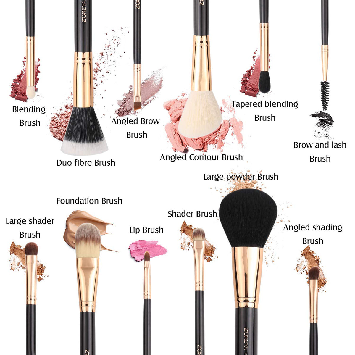 Close-up of Z'OREYA makeup brushes in dustproof holder