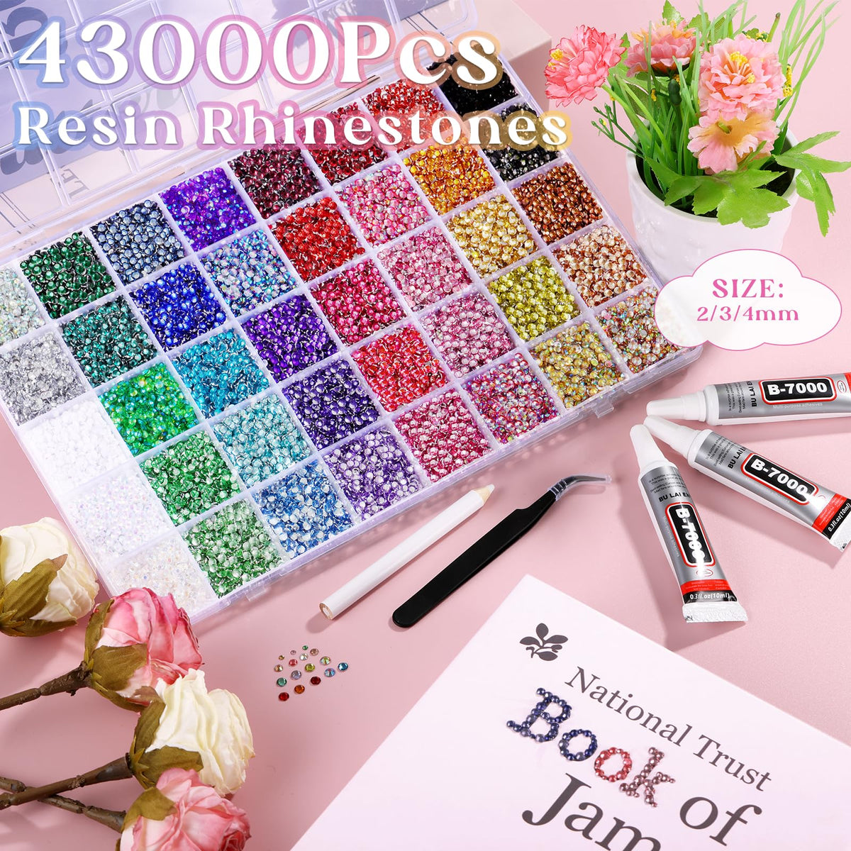Close-up of Zefy rhinestones in various sizes