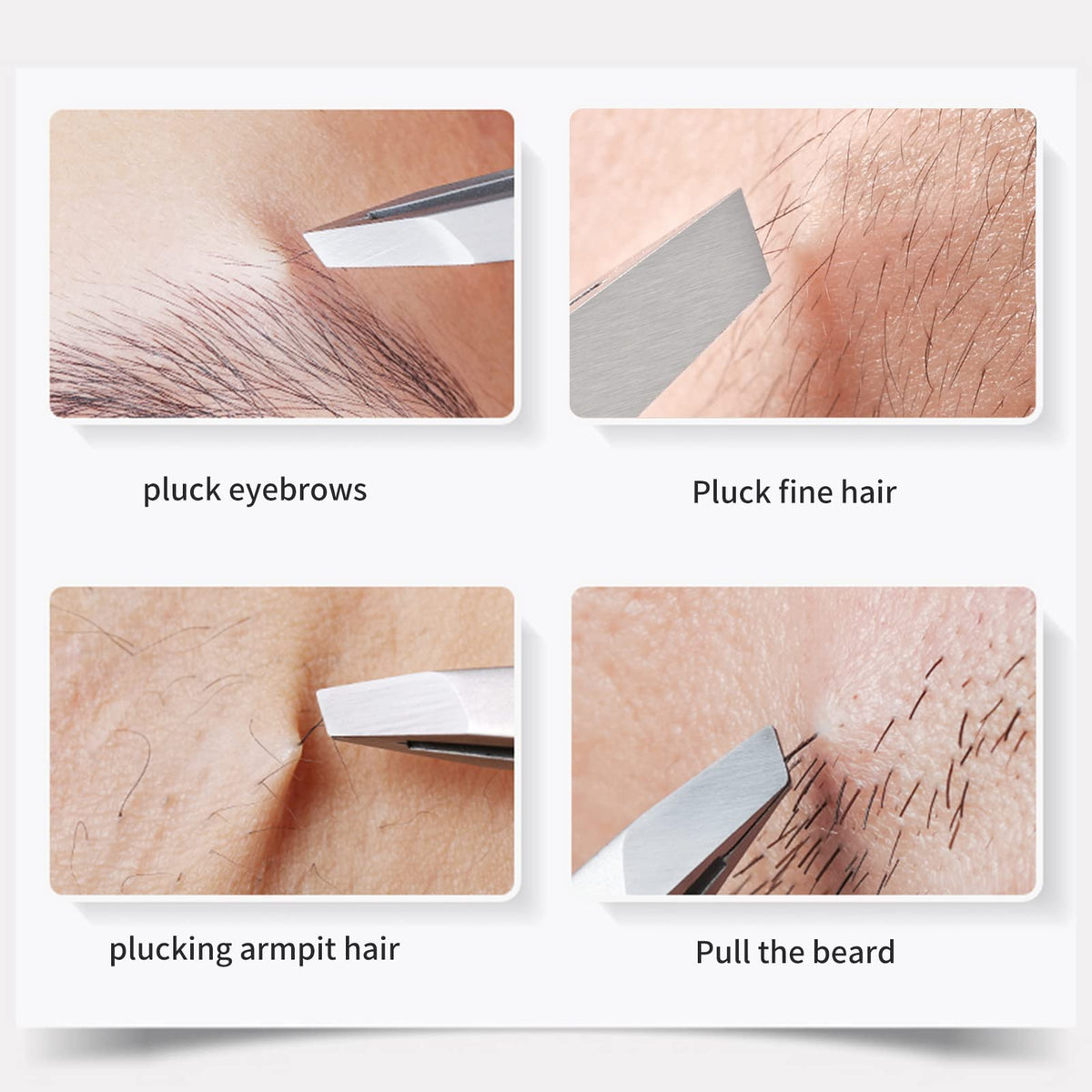 Close-up of ZERNBER stainless steel tweezers tips