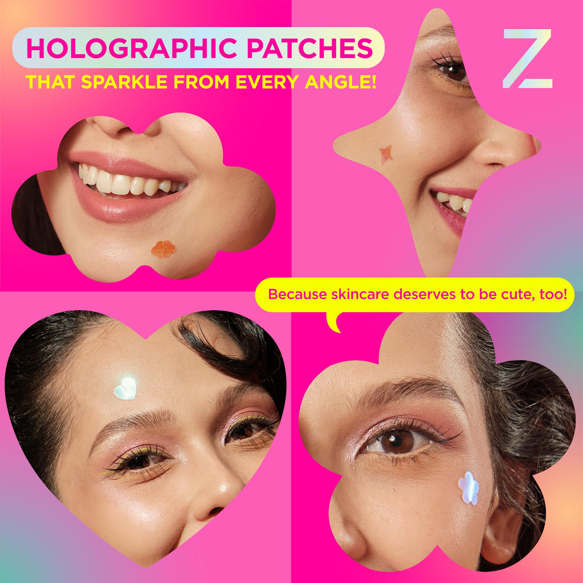 Close-up of ZitSticka DreamHolo Pimple Patch on skin