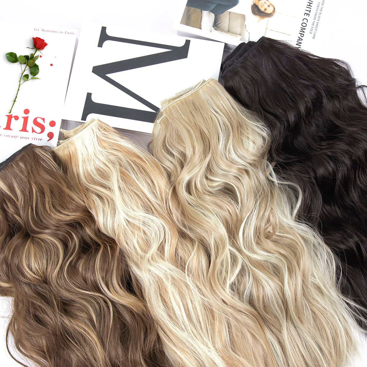 Close-up of ZQIAN BEAUTY clip in hair extensions texture