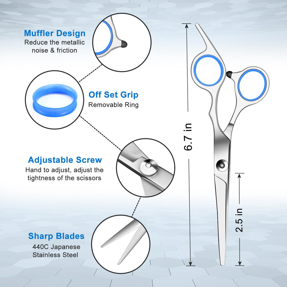 Close-up view of Sirabe Hair Scissors with glossy surface