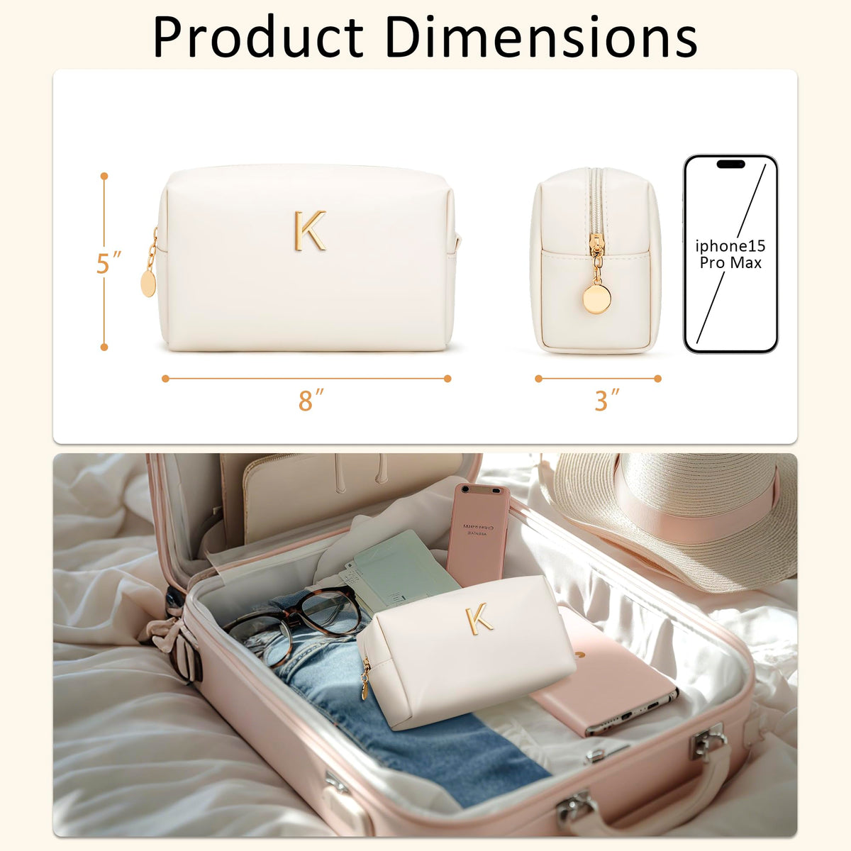 CLOUDWINGS Initial Makeup Bag packaging display