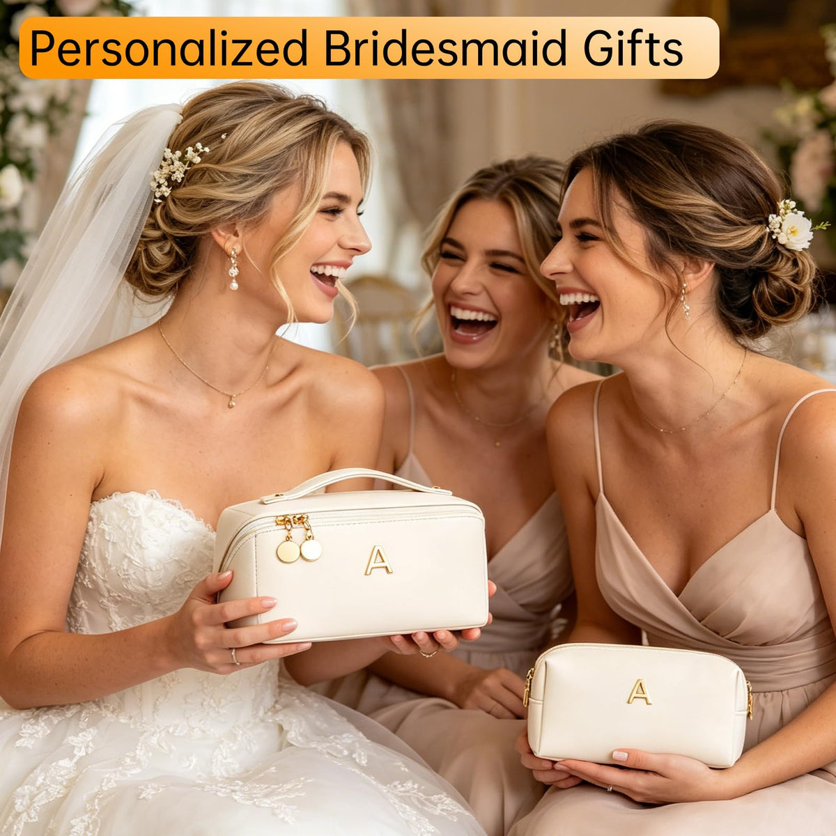 CLOUDWINGS makeup bag showing 180-degree wide-open design