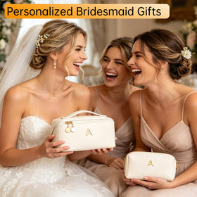 CLOUDWINGS makeup bag showing 180-degree wide-open design