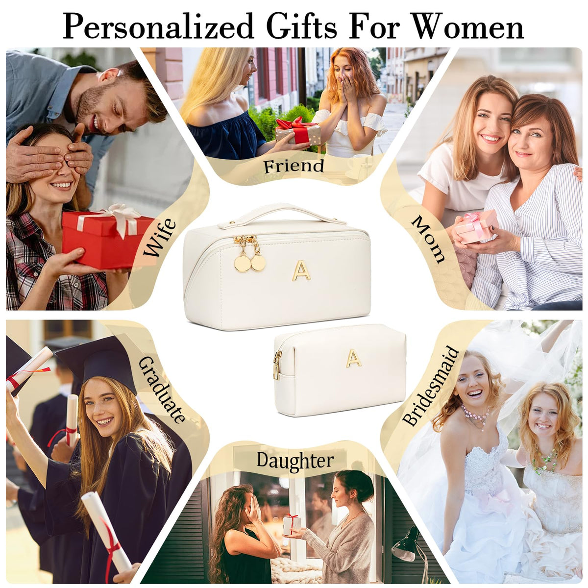 CLOUDWINGS makeup bag with clear zippered pocket and compartments