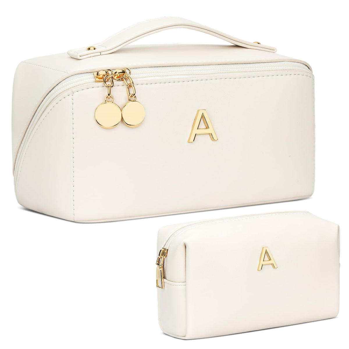 CLOUDWINGS personalised initial makeup bag front view in pink