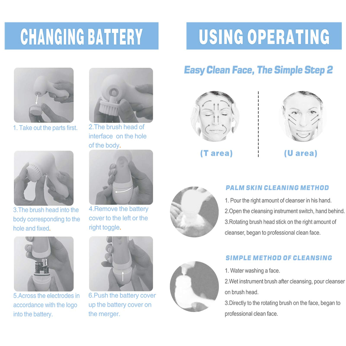 CLSEVXY facial cleansing brush with comfortable grip