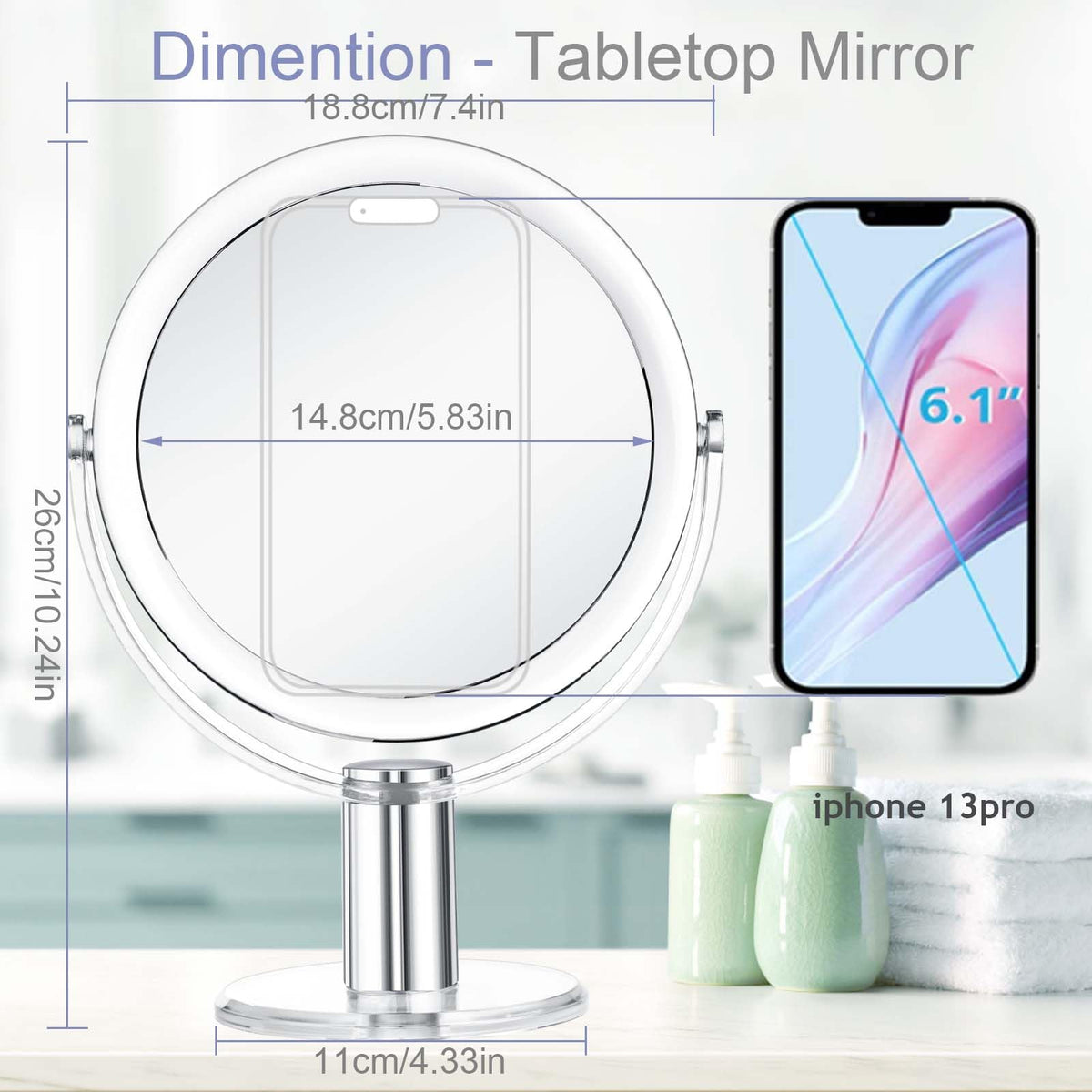 CLSEVXY Vanity Mirror demonstrating dual-sided design