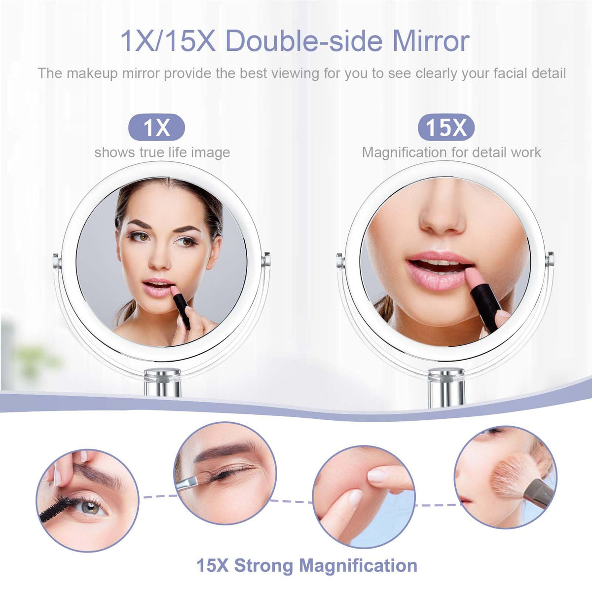 CLSEVXY Vanity Mirror side view showcasing 360-degree swivel feature
