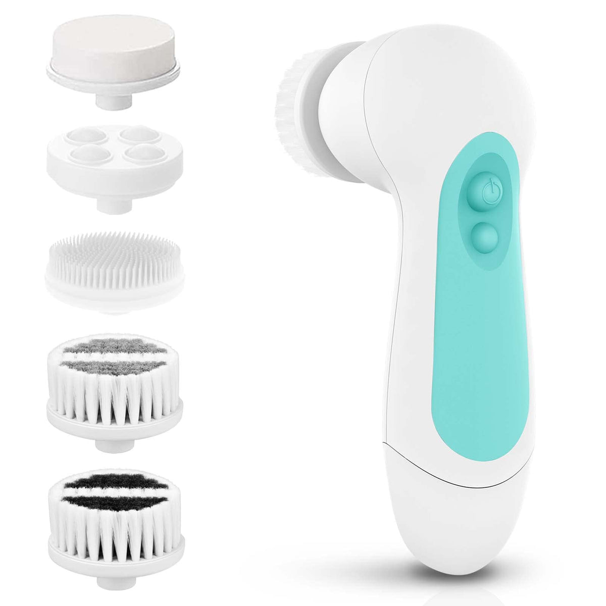 CLSEVXY Waterproof Facial Cleansing Spin Brush Set with 5 brush heads