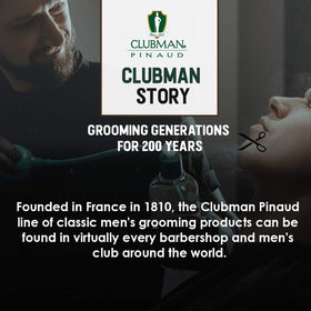 Clubman Pinaud Finest Powder on bathroom shelf