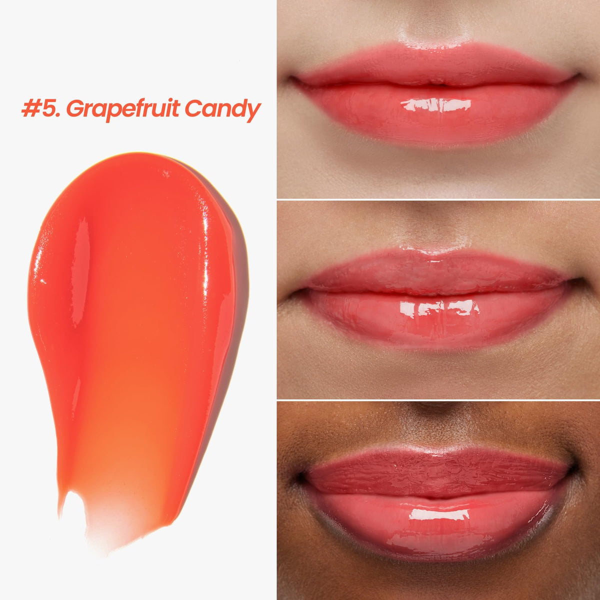 CNP Propolis Jelly Tinted Lipcerin™ 05 Grapefruit Candy swatch on skin