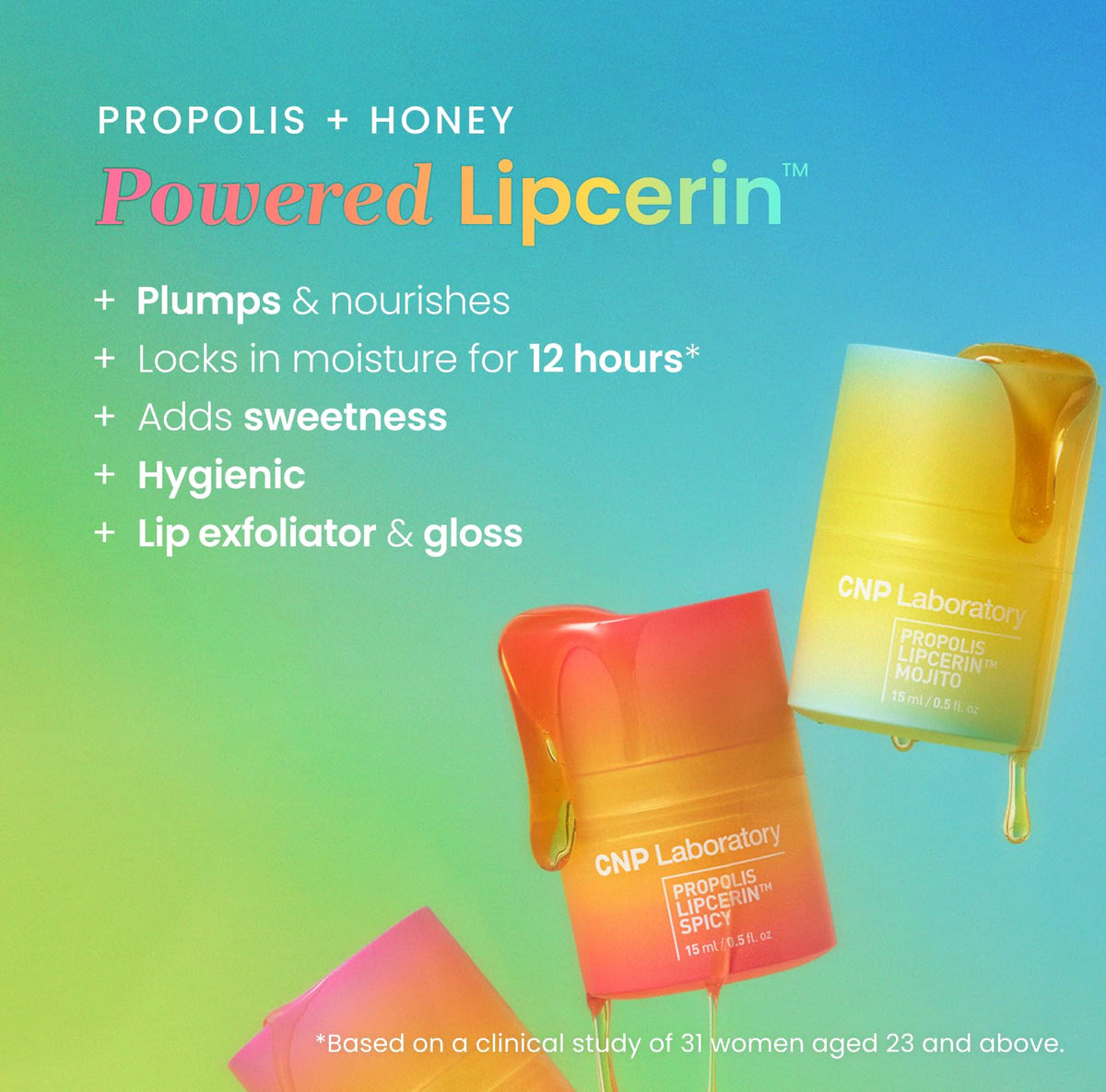 CNP Propolis Lipcerin™ Lime side view with product texture