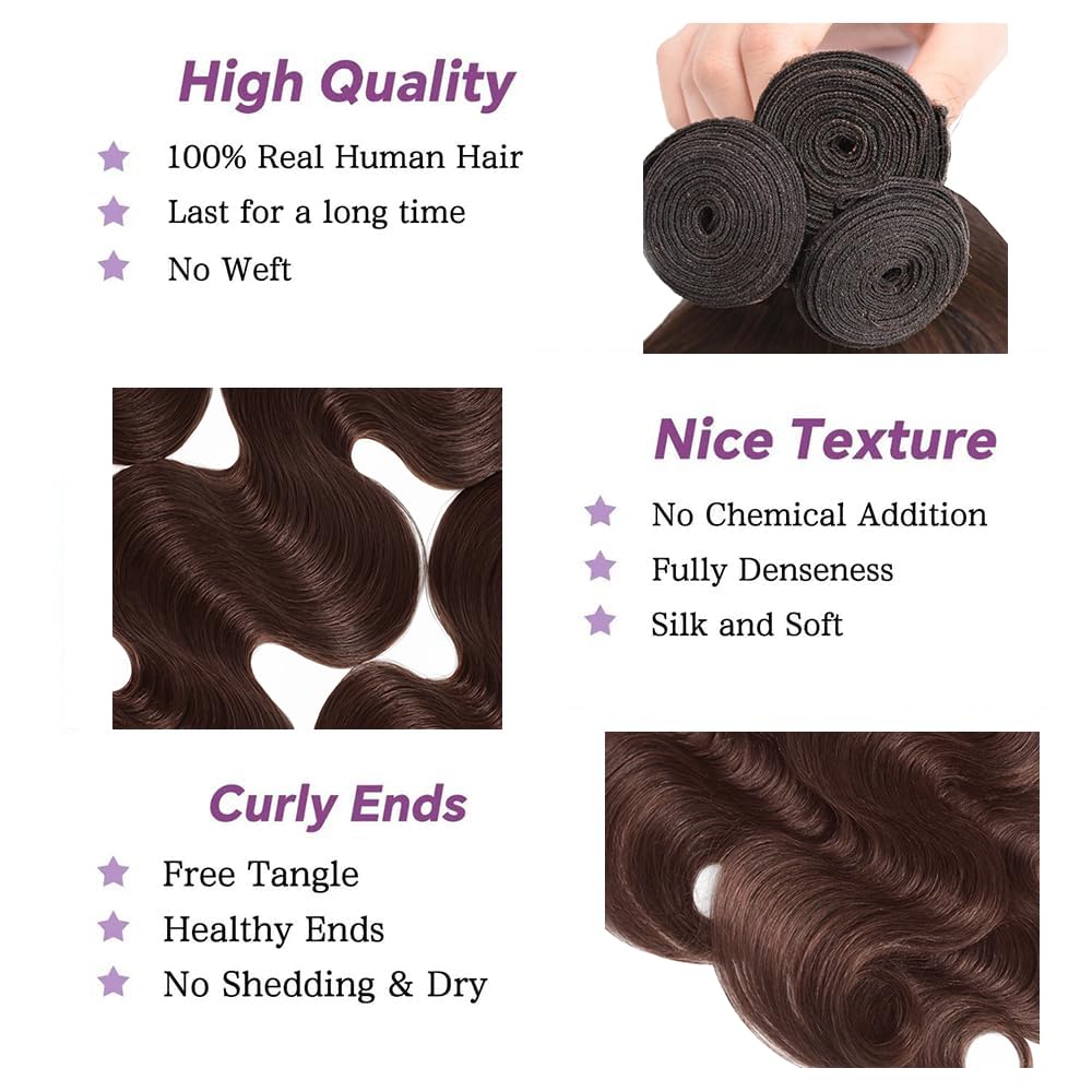 CnumGunm 12 inch Chocolate Brown Hair Bundle close-up
