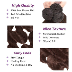 CnumGunm 12 inch Chocolate Brown Hair Bundle close-up