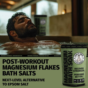 Coach Soak Magnesium Bath Soak being poured into warm water