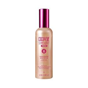 Coco & Eve Body Highlighter SPF 50 front view with pearlescent shimmer