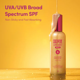 Coco & Eve Body Highlighter SPF 50 with tropical mango fragrance