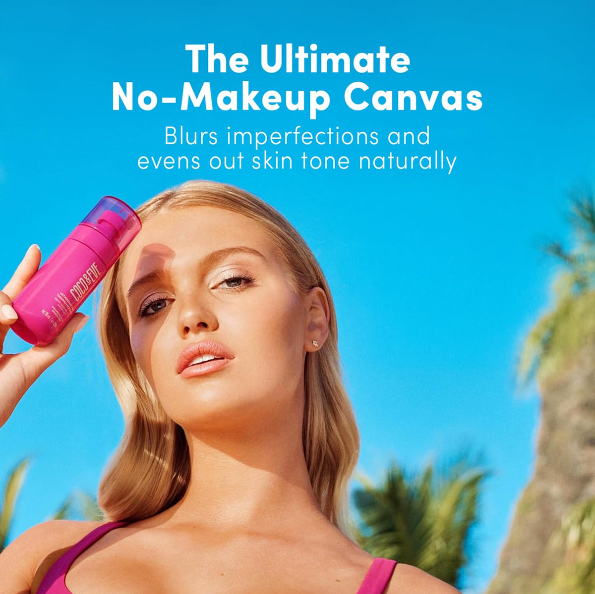 Coco & Eve Face Tanning Micromist misting on skin for even application