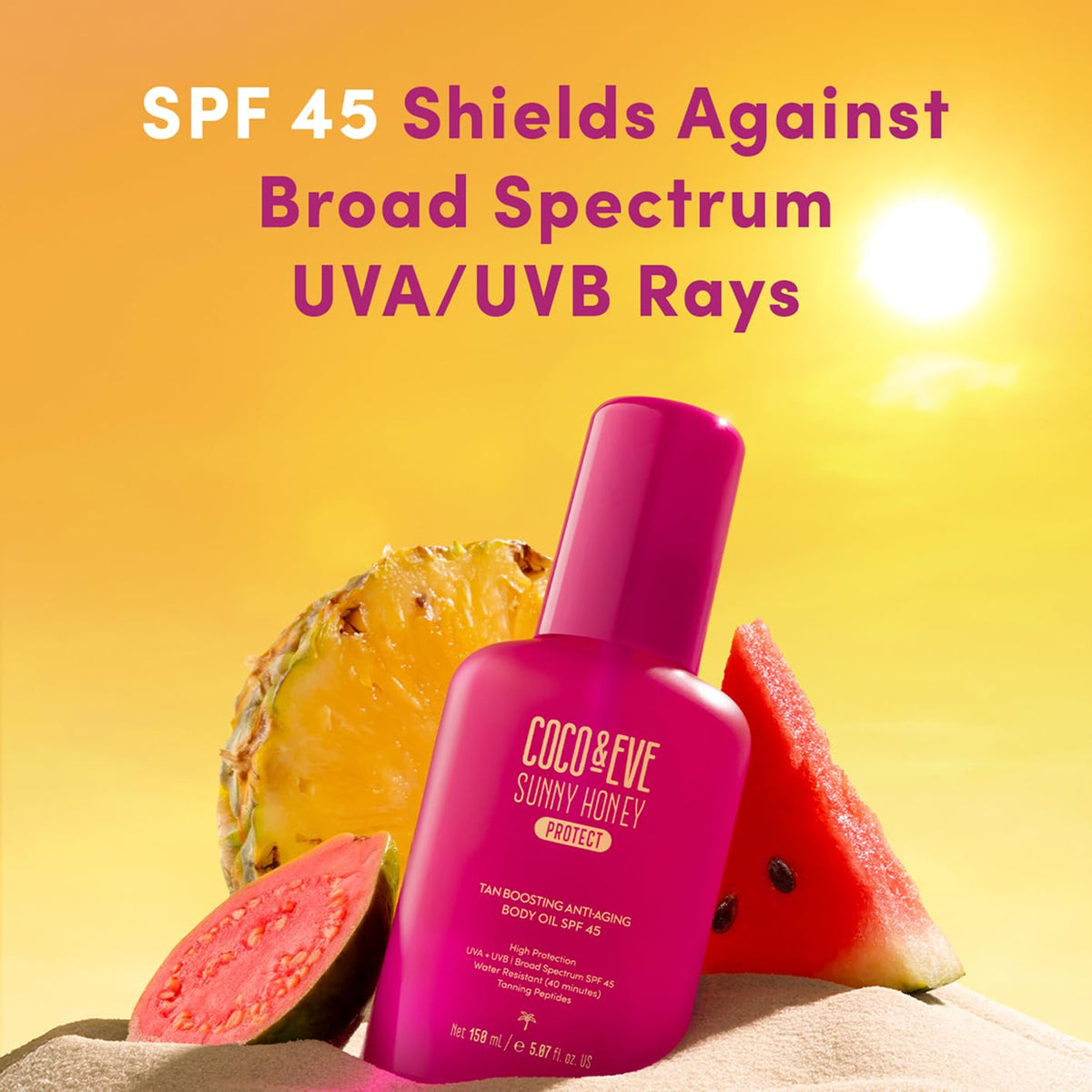 Coco & Eve Tan support Anti-Aging Body Oil SPF45 packaging