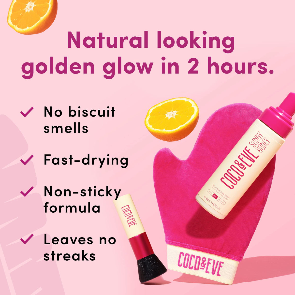 Coco & Eve tanning mousse application on skin