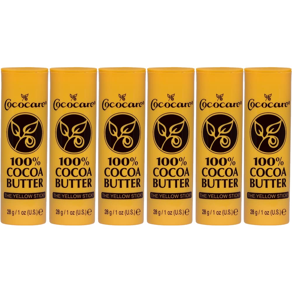 COCOCARE 100% Cocoa Butter Stick front view with yellow packaging