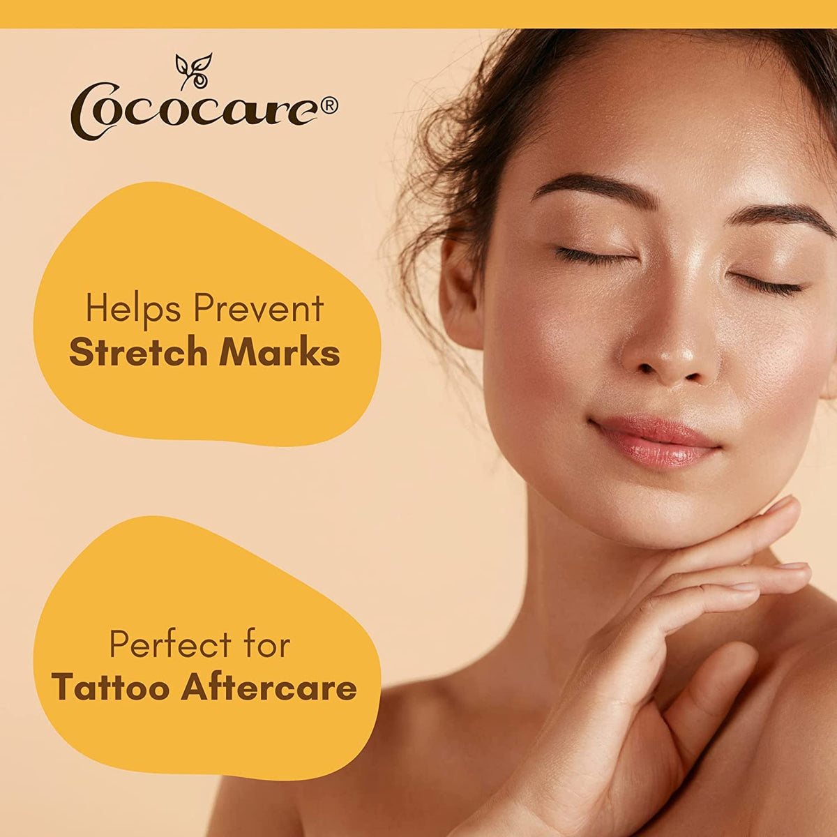 COCOCARE Cocoa Butter Stick beside a hand demonstrating application