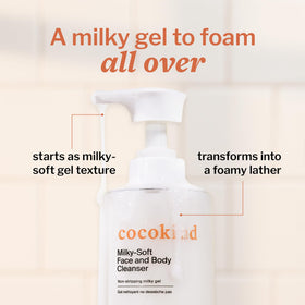 Cocokind Milky Soft Cleanser on bathroom shelf