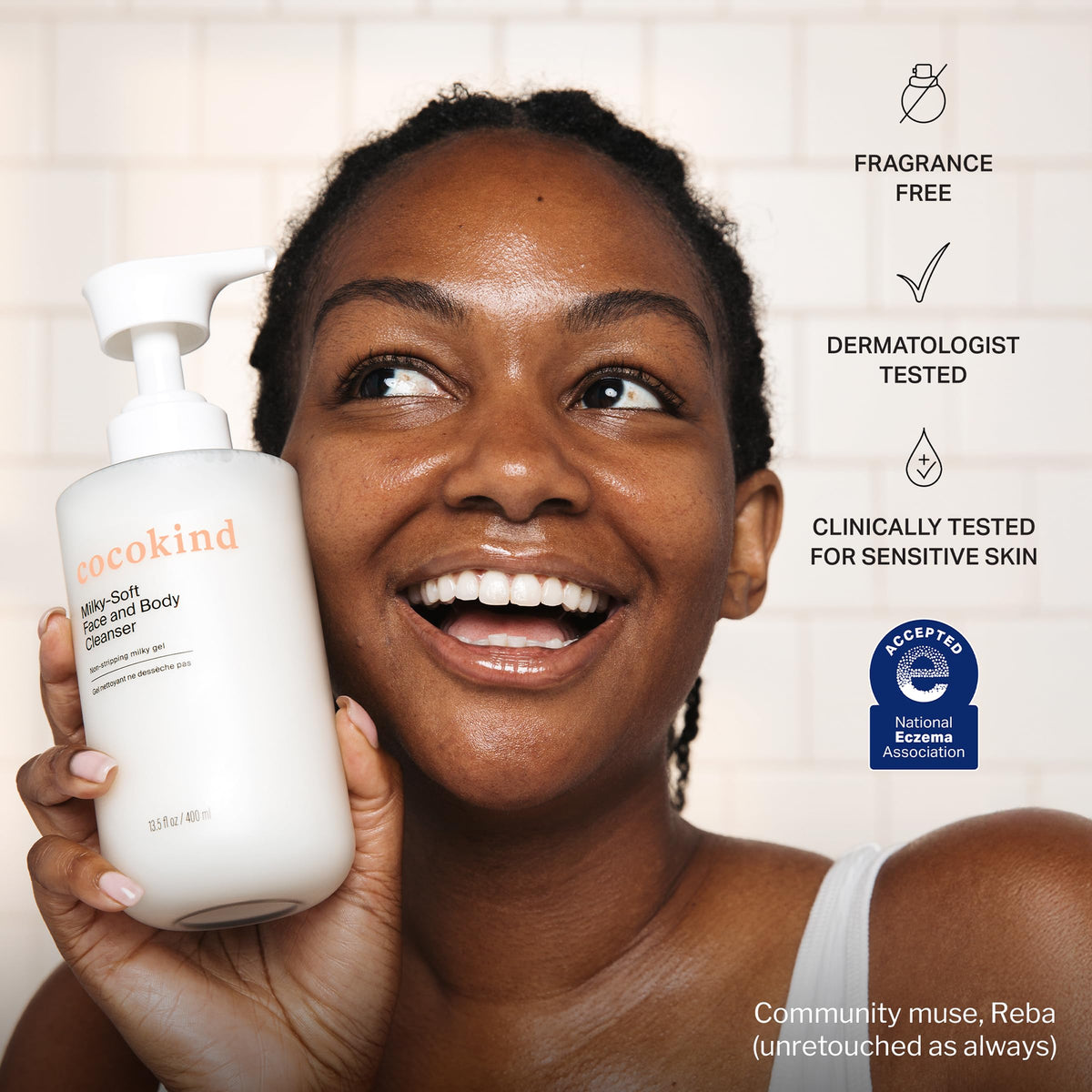 Cocokind Milky Soft Cleanser with pump dispenser
