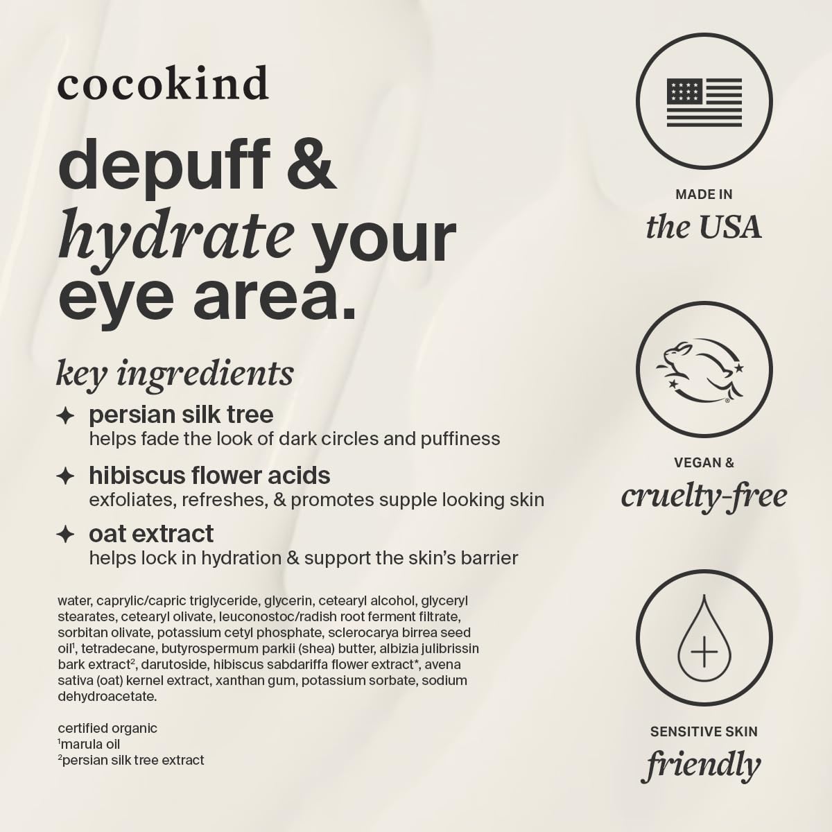 Cocokind Revitalizing Eye Cream in hand for application