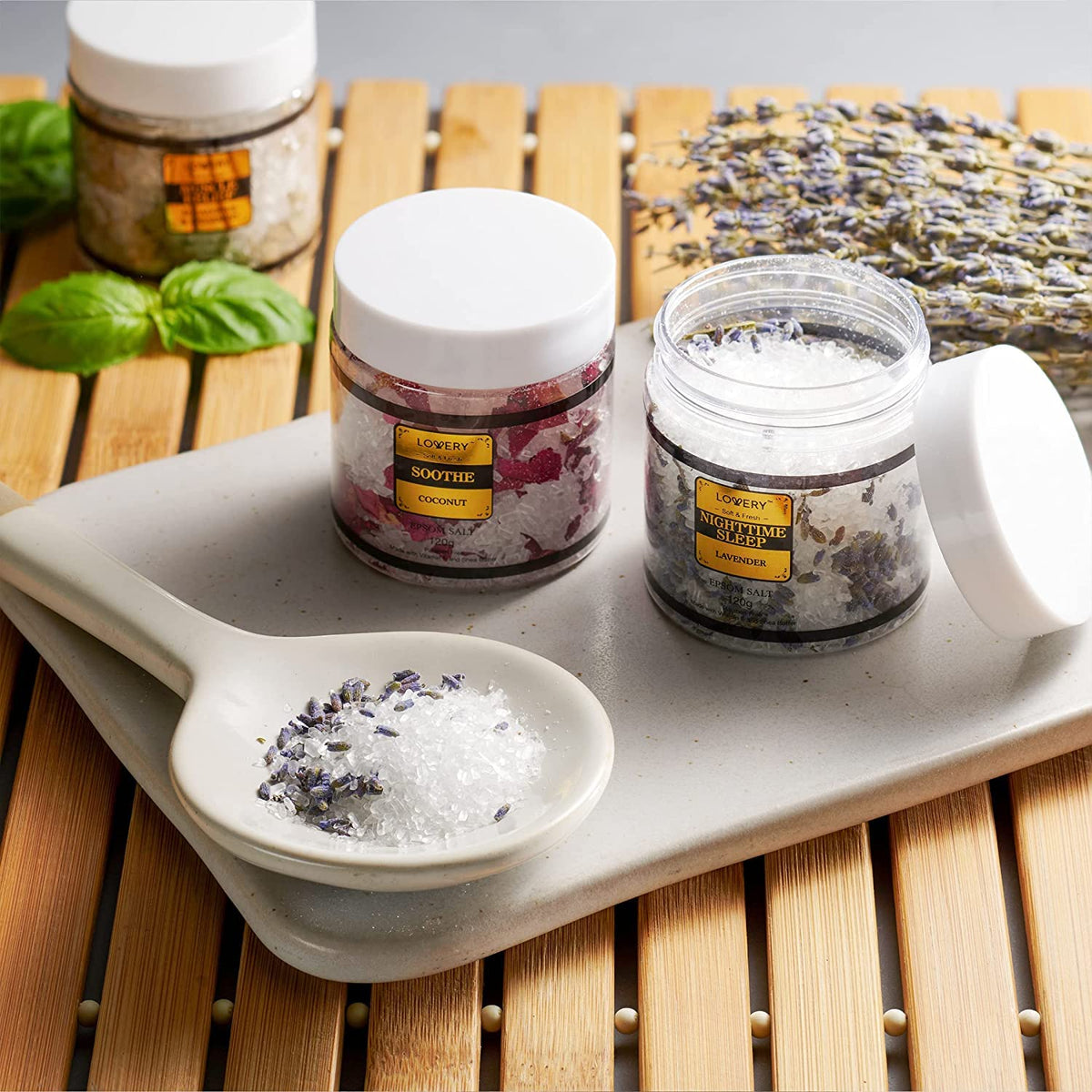 Coconut Epsom Salt jar from LOVERY Spa Gift Basket
