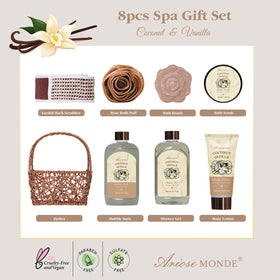 Coconut scented bath bombs included in the gift set