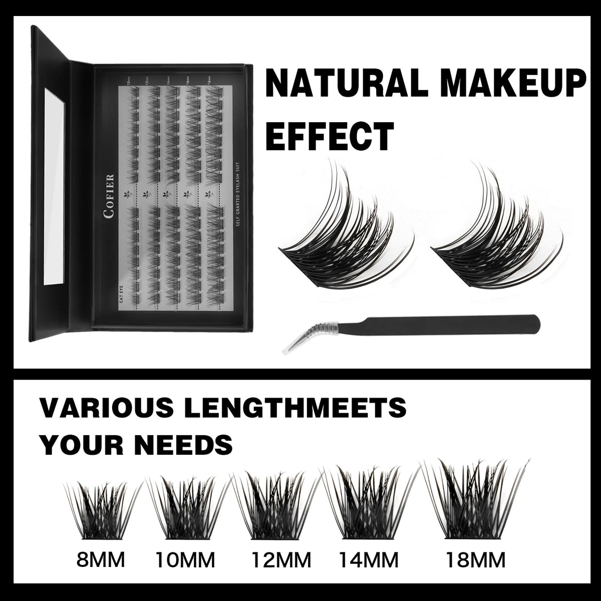 CoFier lash clusters in various lengths and styles