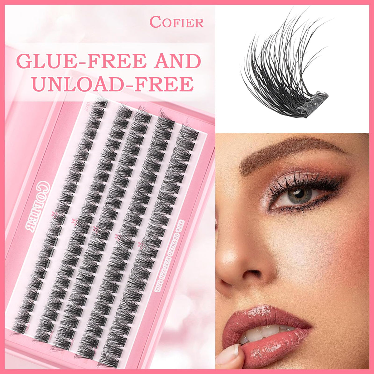CoFier lash clusters kit open showing individual lashes