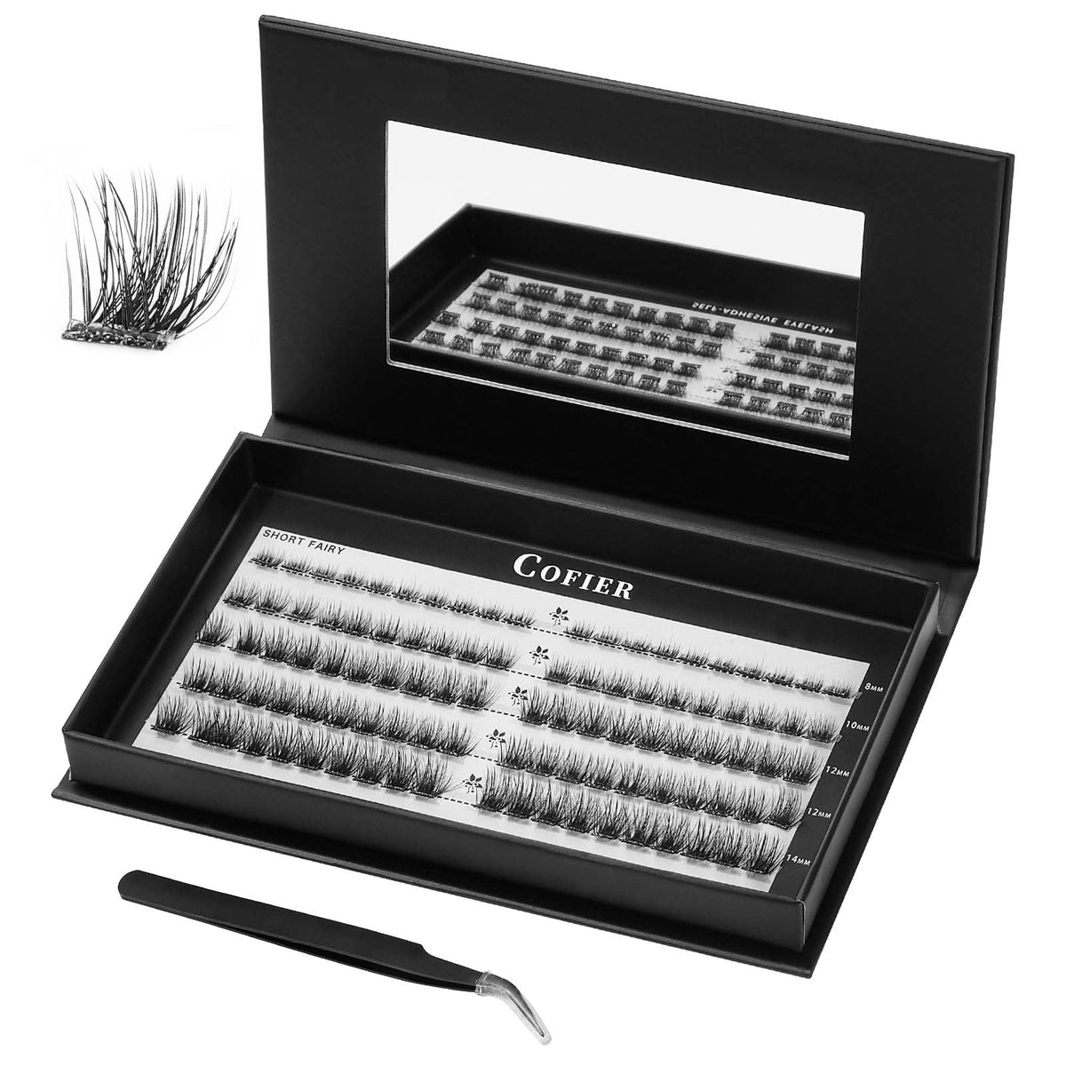 CoFier Wispy Lash Clusters Kit front view with 100 individual lashes