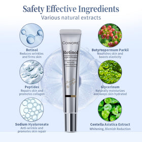coinore Retinol Under Eye Cream opened lid and product inside