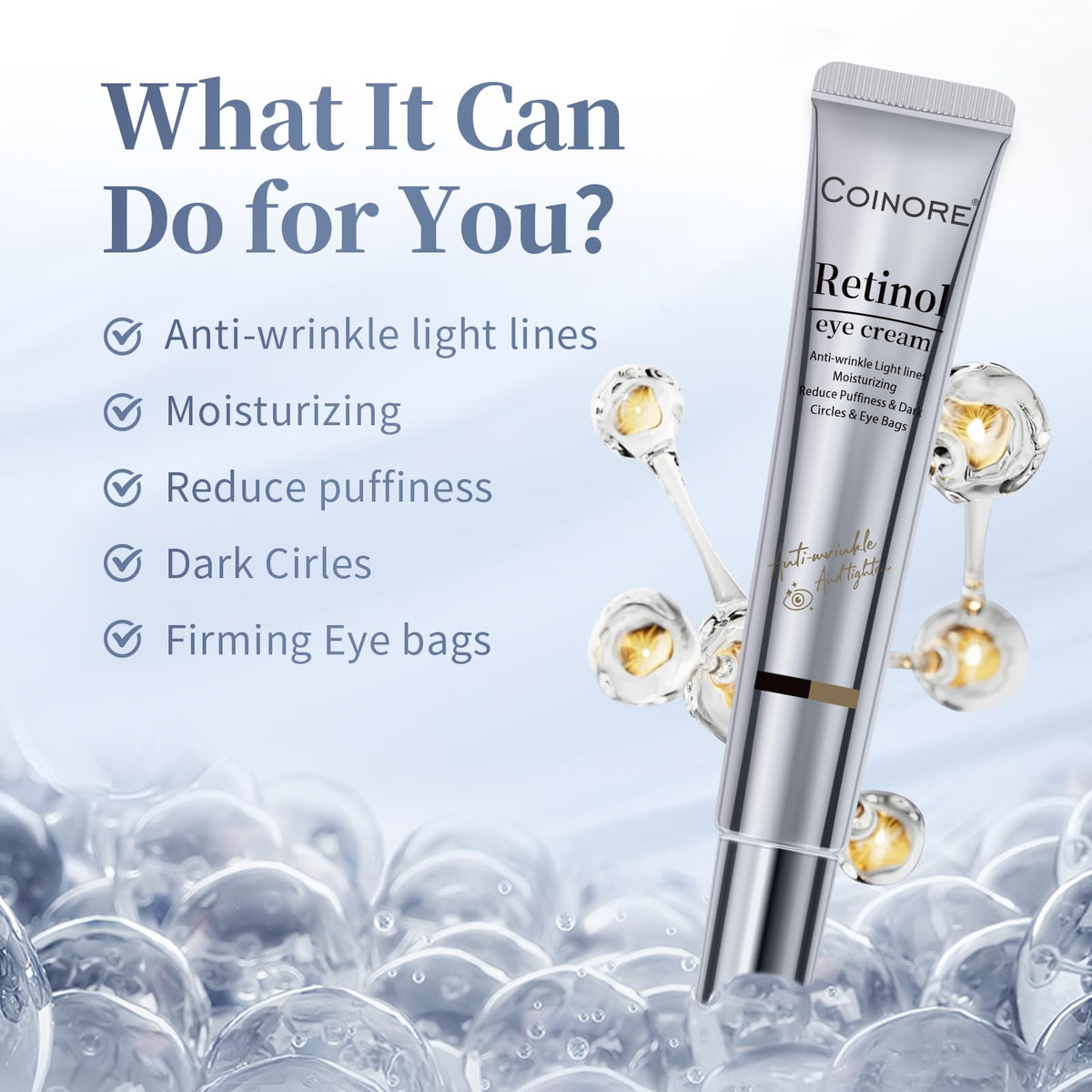 coinore Retinol Under Eye Cream side view showing texture