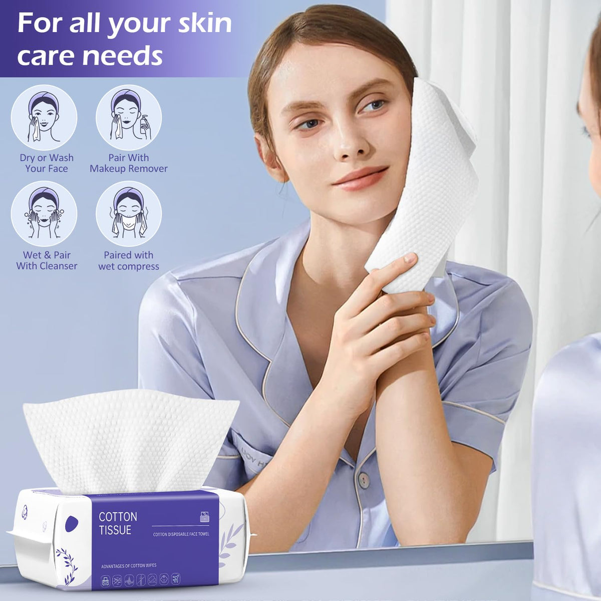 cokoness Disposable Face Towel in use for makeup removal