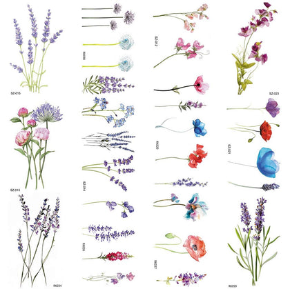 COKTAK 12-Piece Watercolour Lavender Temporary Tattoos front view