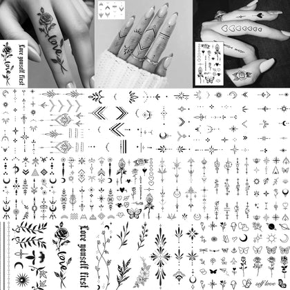 COKTAK 18 sheets of Y2K geometric temporary tattoos showcasing various designs