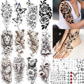 COKTAK 21 Sheets Temporary Tattoos featuring floral designs