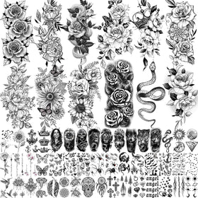 COKTAK 59 Sheets Temporary Tattoos variety pack with floral and celestial designs