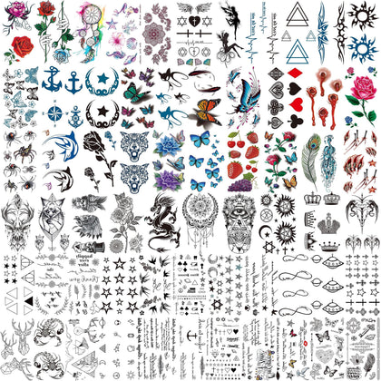COKTAK 64 Sheets Temporary Tattoos Set with various designs