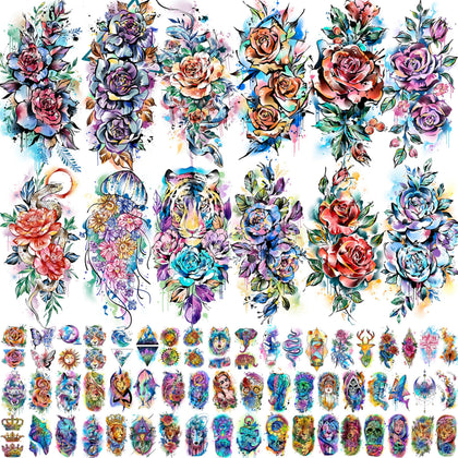 COKTAK 67 Sheets Watercolor Temporary Tattoos front view