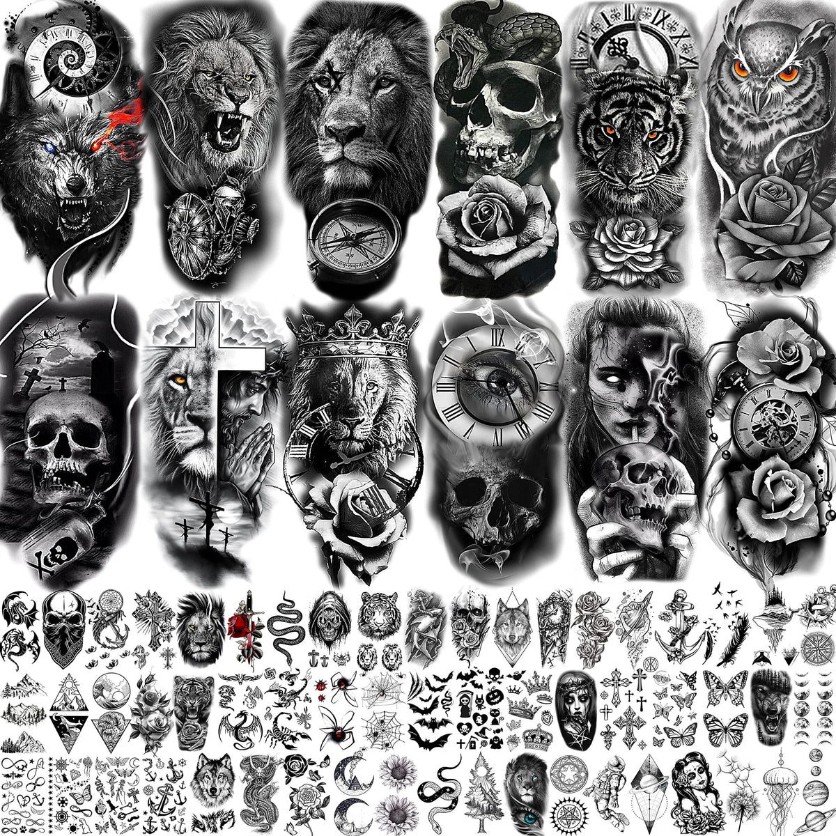 COKTAK 68 Sheets Temporary Tattoos variety pack front view