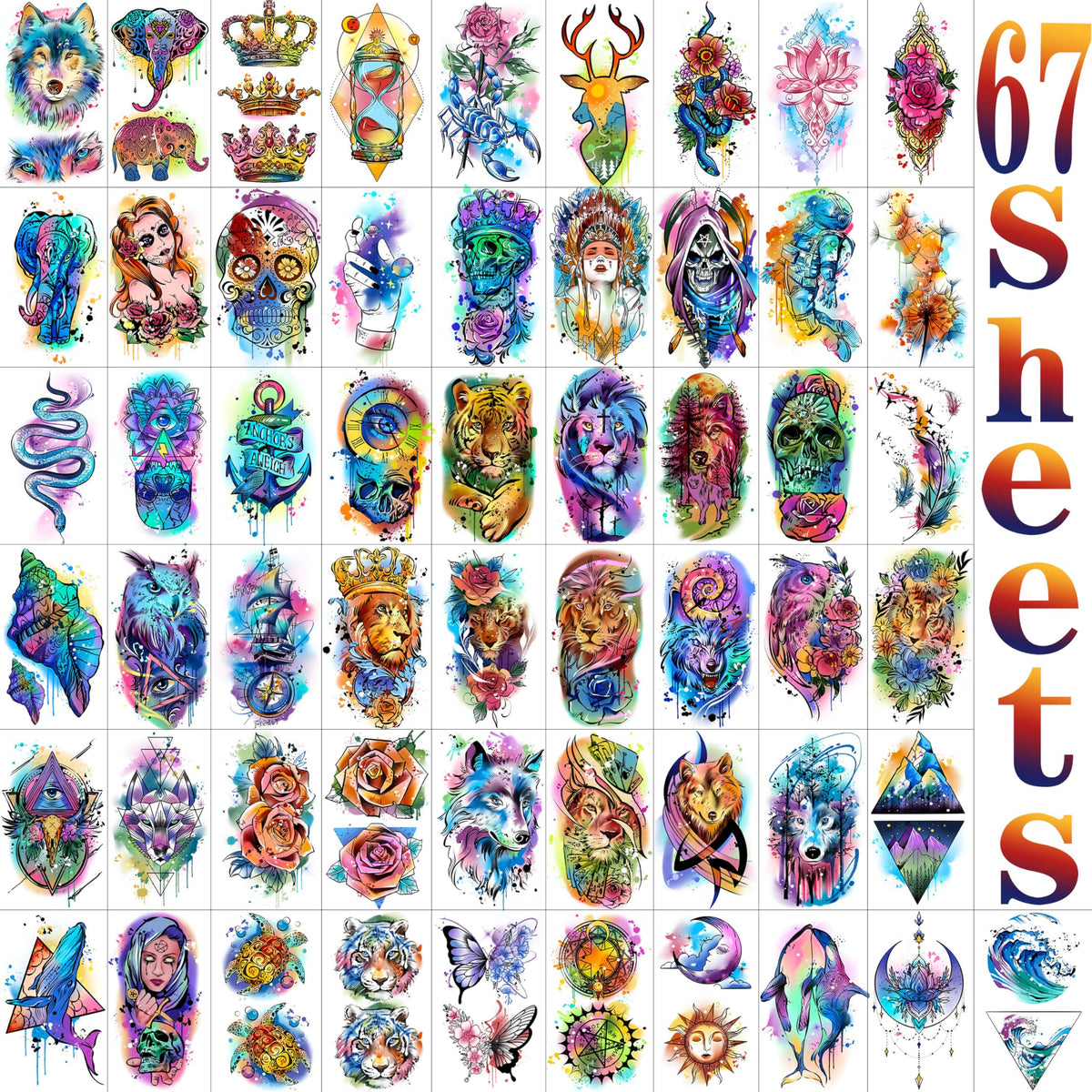 COKTAK colorful arm sleeve tattoos for adults